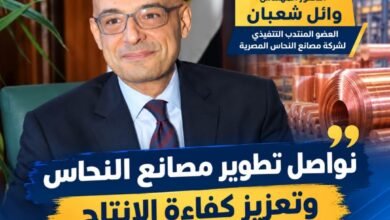 الدكتور وائل شعبان، نواصل تطوير مصانع النحاس المصرية وتعزيز كفاءة الانتاج.