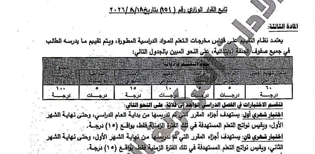 بدء امتحانات شهر أكتوبر 2026 في المدارس اليوم بدون تعطيل للدراسة
