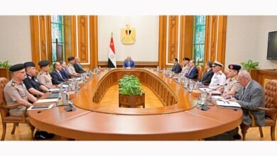 الرئيس عبد الفتاح السيسي خلال اجتماع رسمي بمشاركة مسؤولين مصريين.